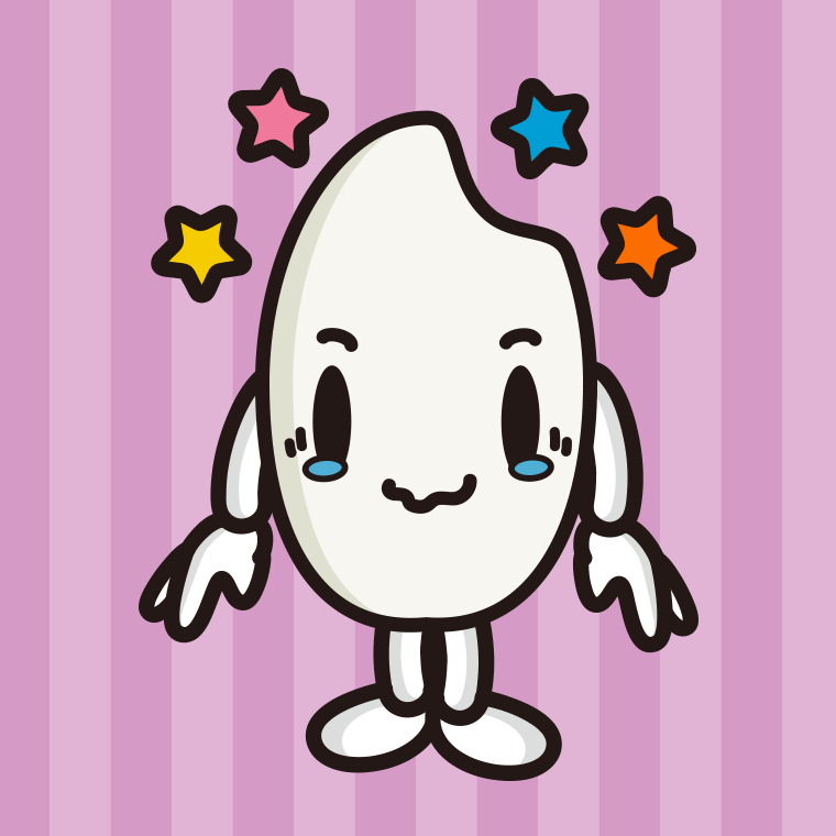 ジーンとするお米ちゃんのイラスト【色、背景あり】PNG