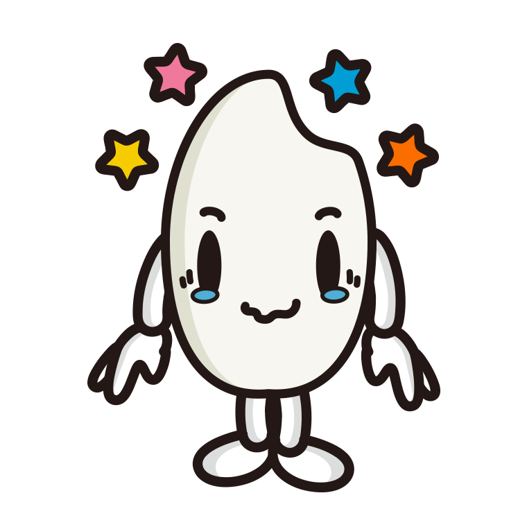ジーンとするお米ちゃんのイラスト【色あり、背景なし】透過PNG
