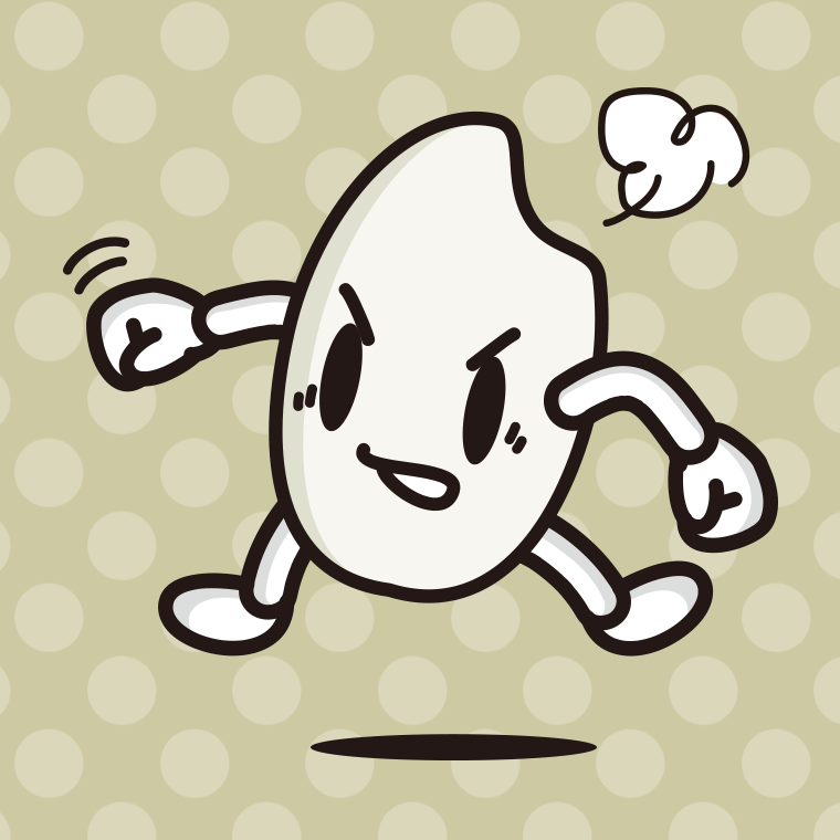 パンチするお米ちゃんのイラスト【色、背景あり】PNG