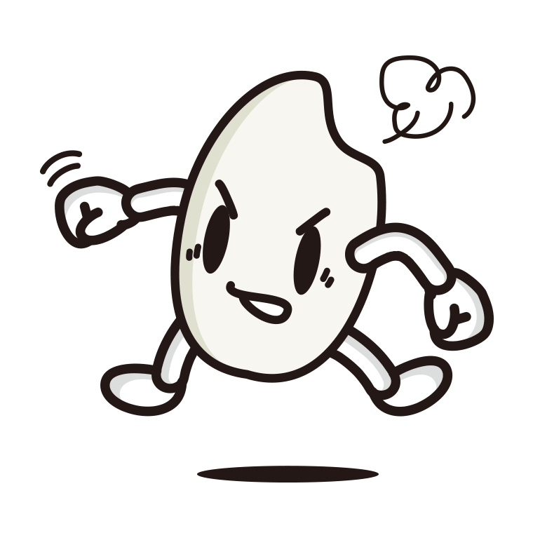 パンチするお米ちゃんのイラスト【色あり、背景なし】透過PNG