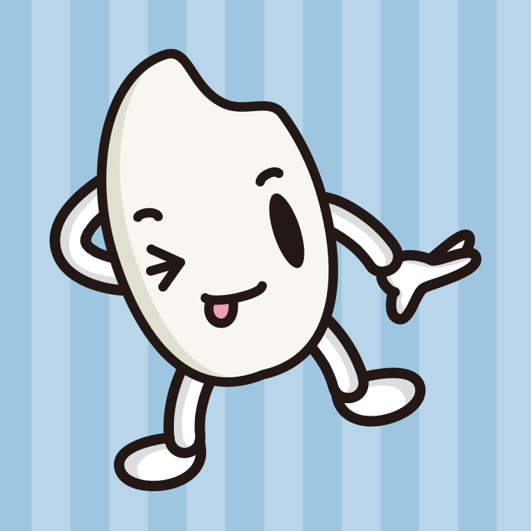 テヘヘなお米ちゃんのイラスト【色、背景あり】PNG