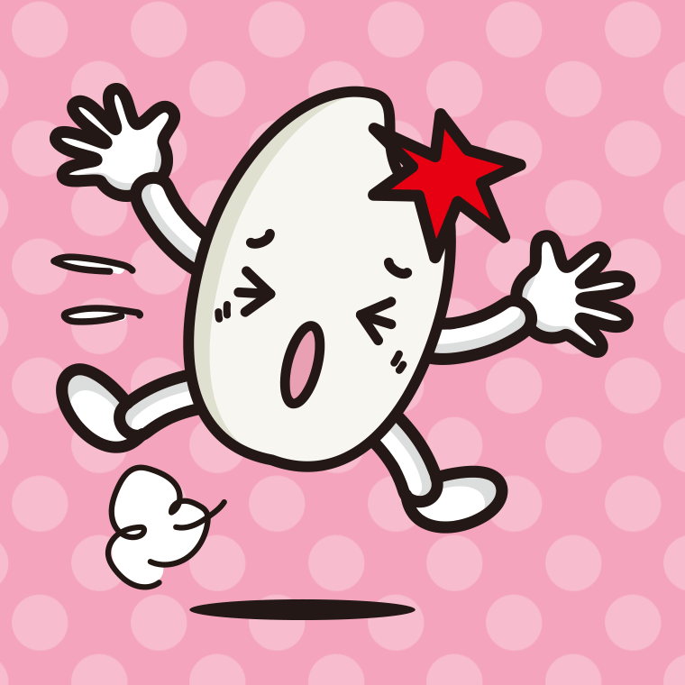 ぶつかるお米ちゃんのイラスト【色、背景あり】PNG