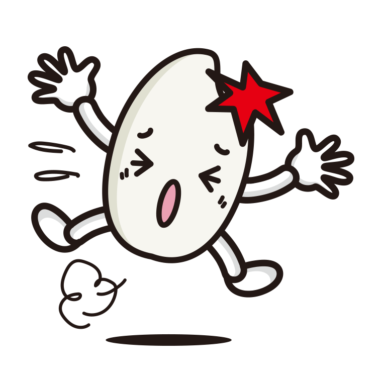 ぶつかるお米ちゃんのイラスト【色あり、背景なし】透過PNG