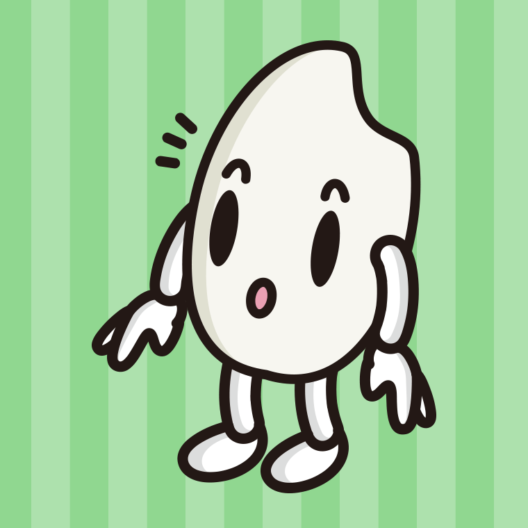 何かに気付くお米ちゃんのイラスト【色、背景あり】PNG
