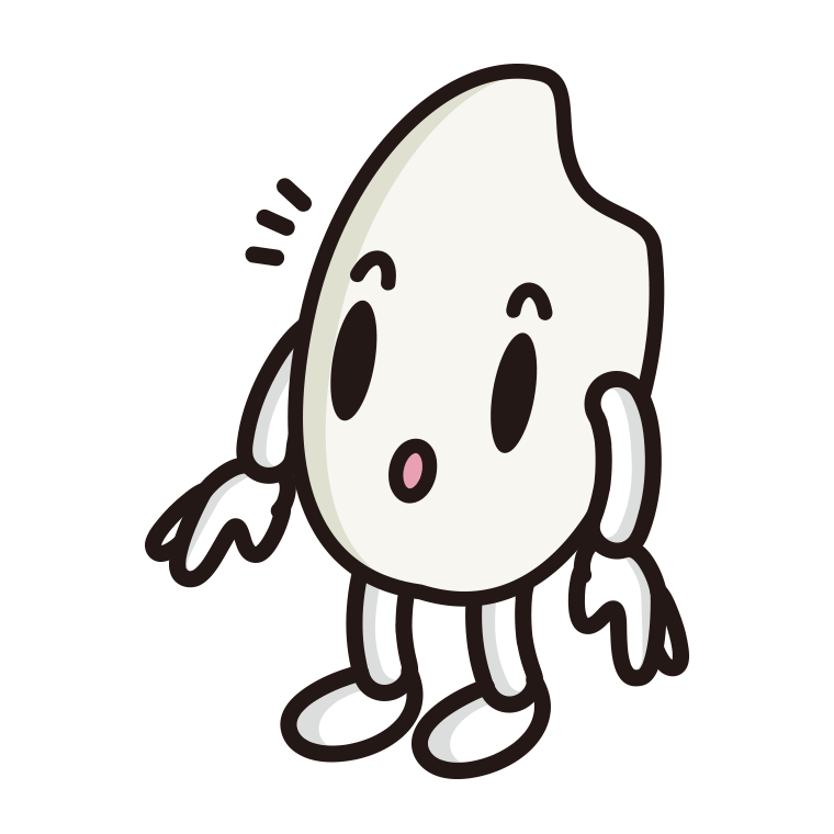 何かに気付くお米ちゃんのイラスト【色あり、背景なし】透過PNG