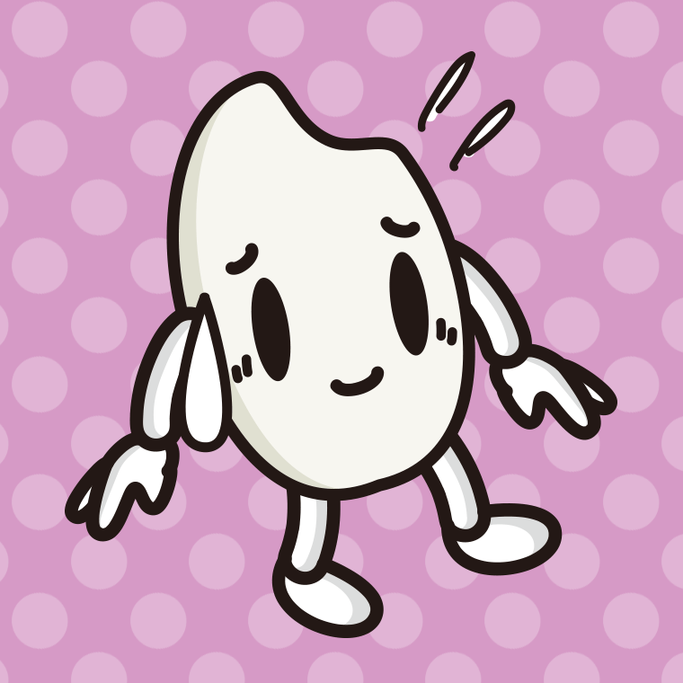 苦笑いするお米ちゃんのイラスト【色、背景あり】PNG