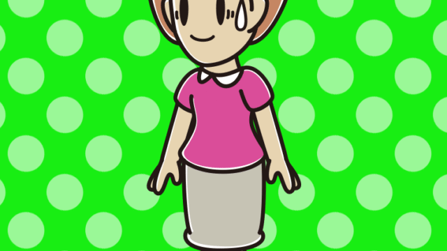 苦笑いしながら歩く女性のイラスト【色、背景あり】PNG