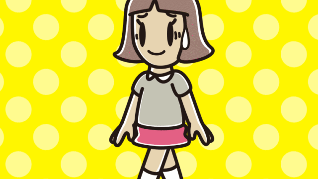 苦笑いしながら歩く小学生女子のイラスト【色、背景あり】PNG