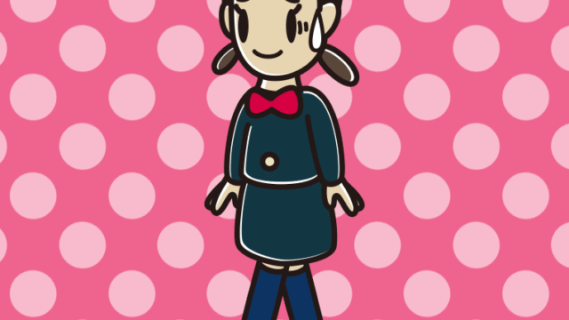 苦笑いしながら歩く女子中学生のイラスト【色、背景あり】PNG