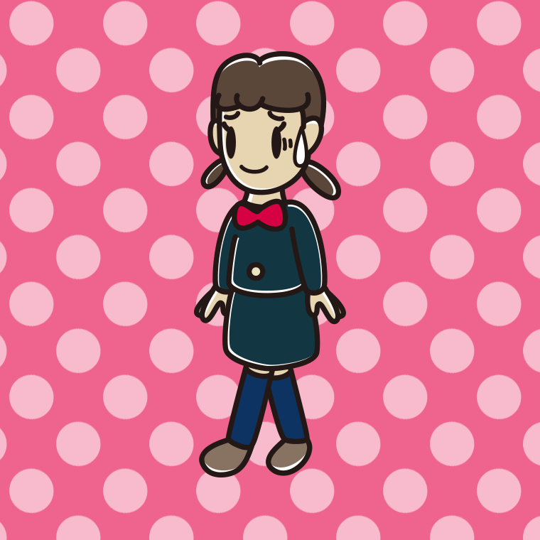 苦笑いしながら歩く女子中学生のイラスト【色、背景あり】PNG