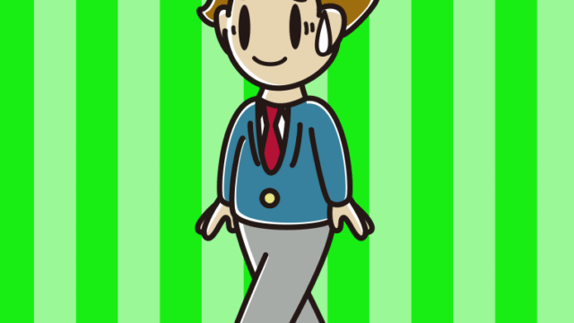 苦笑いしながら歩く男子高校生のイラスト【色、背景あり】PNG