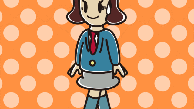 苦笑いしながら歩く女子高校生のイラスト【色、背景あり】PNG