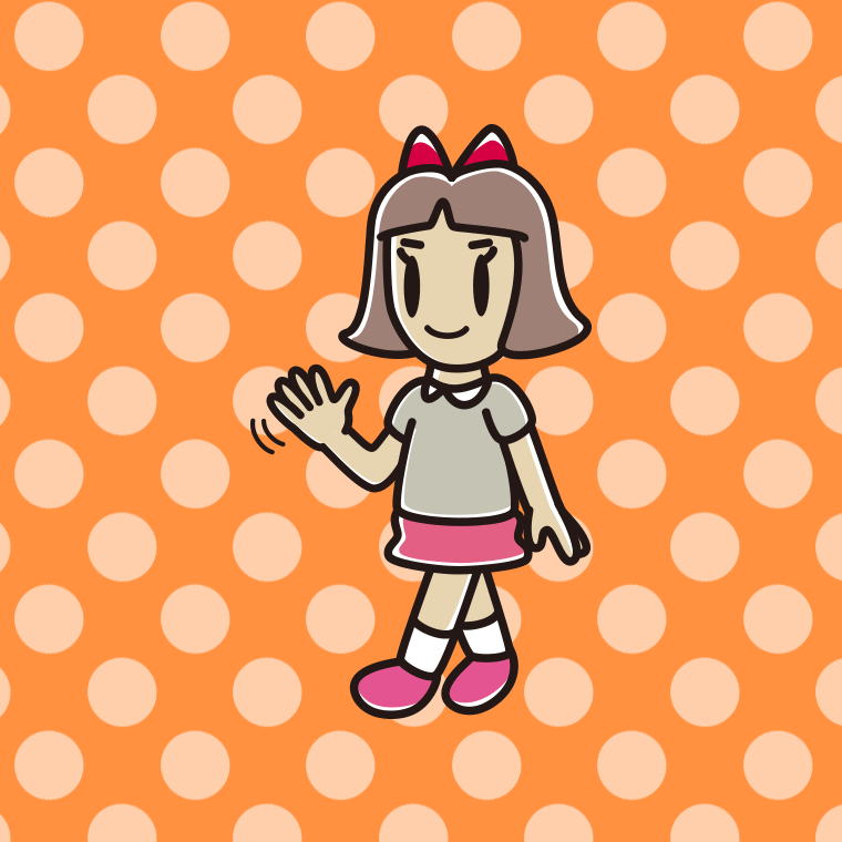 手を振りながら歩く小学生女子のイラスト【色、背景あり】PNG