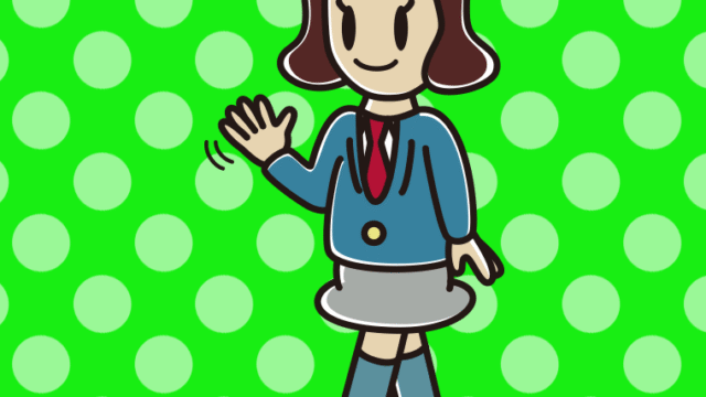 手を振りながら歩く女子高校生のイラスト【色、背景あり】PNG