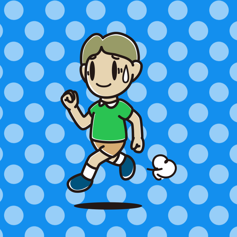 苦笑いしながら走る小学生男子のイラスト【色、背景あり】PNG