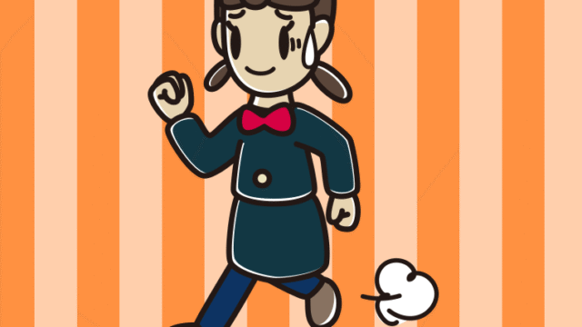 苦笑いしながら走る女子中学生のイラスト【色、背景あり】PNG