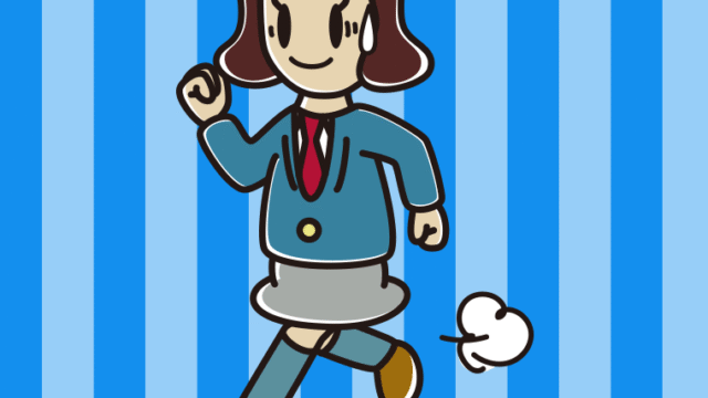 苦笑いしながら走る女子高校生のイラスト【色、背景あり】PNG