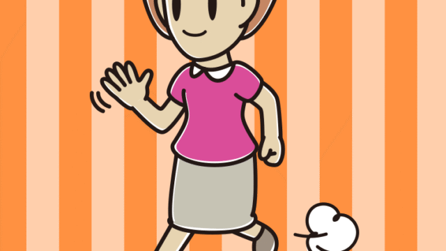 手を振りながら走る女性のイラスト【色、背景あり】PNG