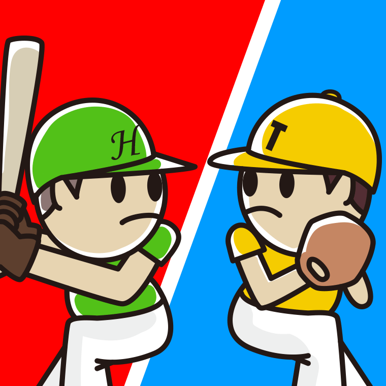 野球の頂上決戦のイラスト【色、背景あり】PNG