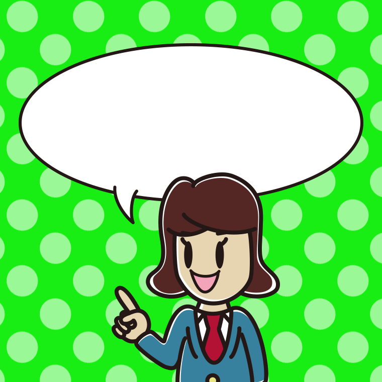 指差す女子高校生のイラスト（吹き出し空欄）【色、背景あり】PNG