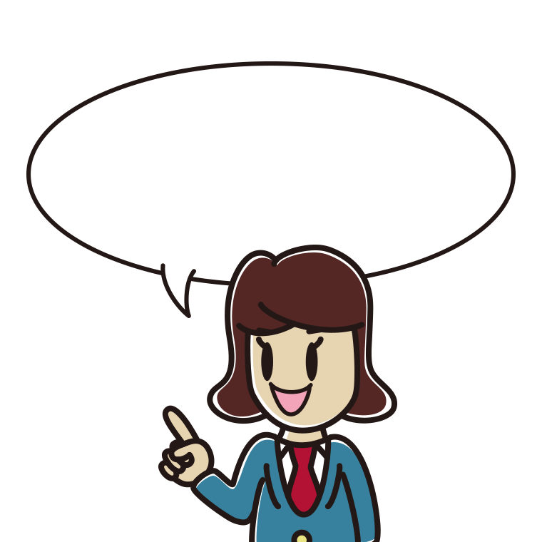 指差す女子高校生のイラスト（吹き出し空欄）【色あり、背景なし】透過PNG