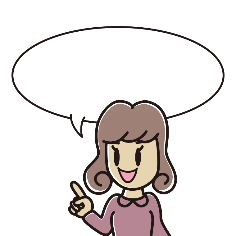 指差す女子大学生のイラスト（吹き出し空欄）【色あり、背景なし】透過PNG