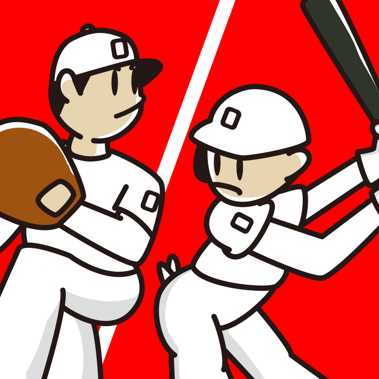 二刀流の野球選手のイラスト【色、背景あり】PNG