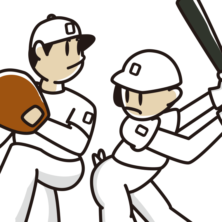 二刀流の野球選手のイラスト【色あり、背景なし】透過PNG