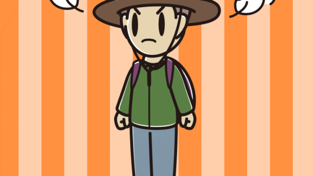 怒るアウトドア姿の男子中学生のイラスト【色、背景あり】PNG