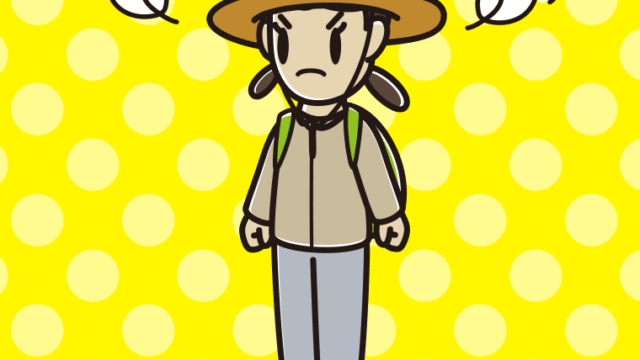 怒るアウトドア姿の女子中学生のイラスト【色、背景あり】PNG