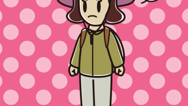 怒るアウトドア姿の女子高校生のイラスト【色、背景あり】PNG