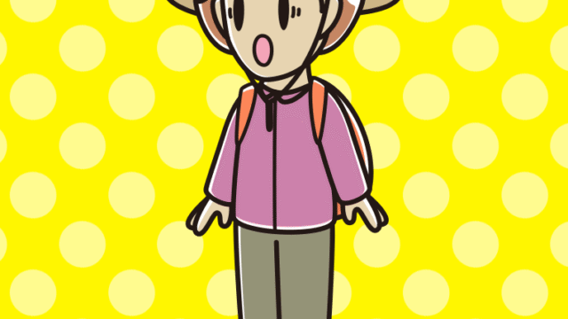 驚くアウトドア姿の女性のイラスト【色、背景あり】PNG