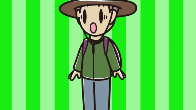 驚くアウトドア姿の男子中学生のイラスト【色、背景あり】PNG