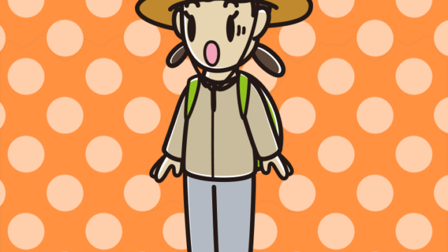 驚くアウトドア姿の女子中学生のイラスト【色、背景あり】PNG