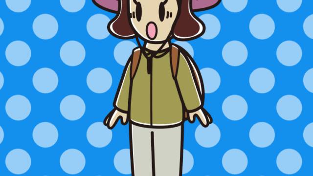 驚くアウトドア姿の女子高校生のイラスト【色、背景あり】PNG