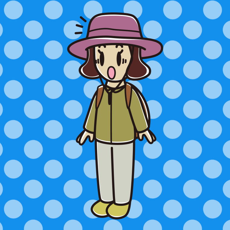 驚くアウトドア姿の女子高校生のイラスト【色、背景あり】PNG