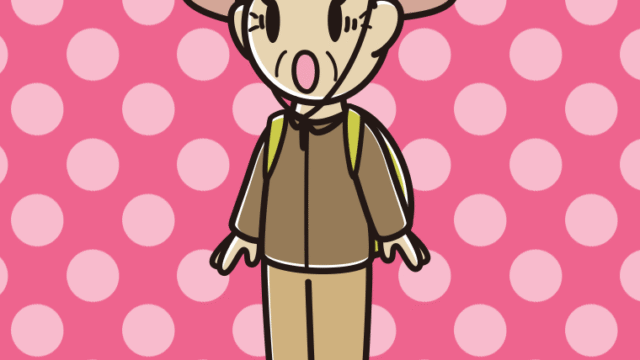 驚くアウトドア姿のおばあさんのイラスト【色、背景あり】PNG