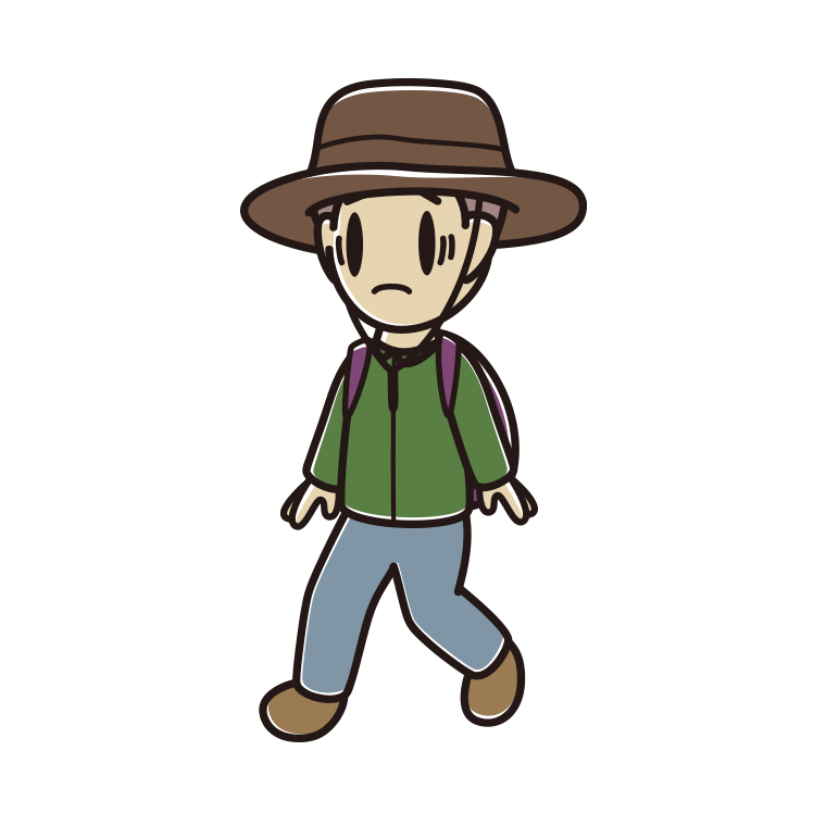 ハイキング中に困る男子中学生のイラスト【色あり、背景なし】透過PNG