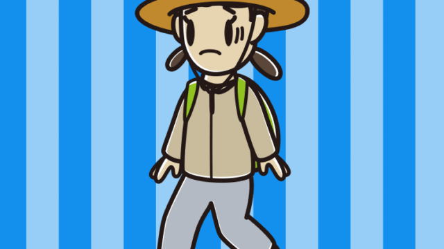 ハイキング中に困る女子中学生のイラスト【色、背景あり】PNG