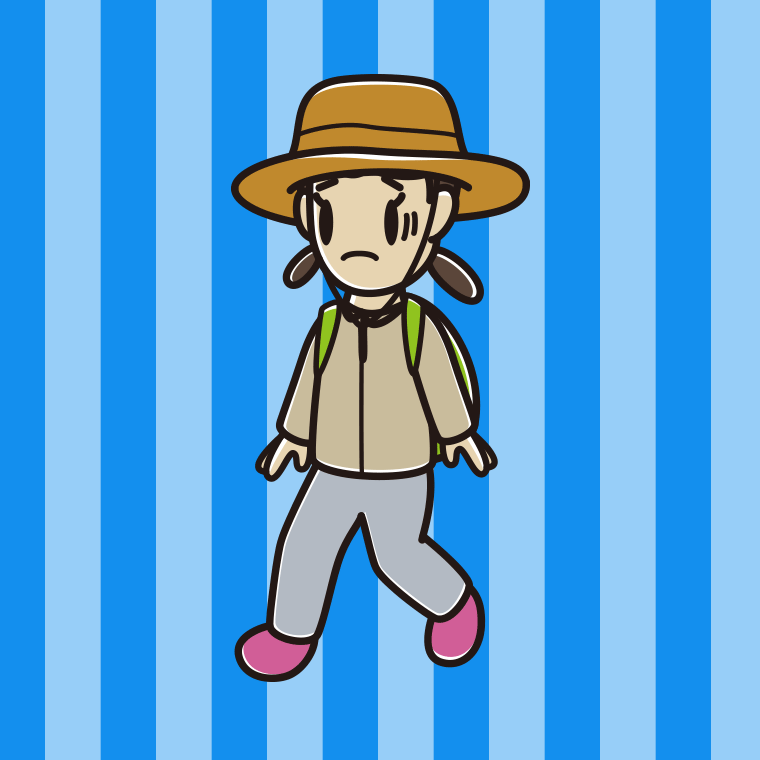 ハイキング中に困る女子中学生のイラスト【色、背景あり】PNG