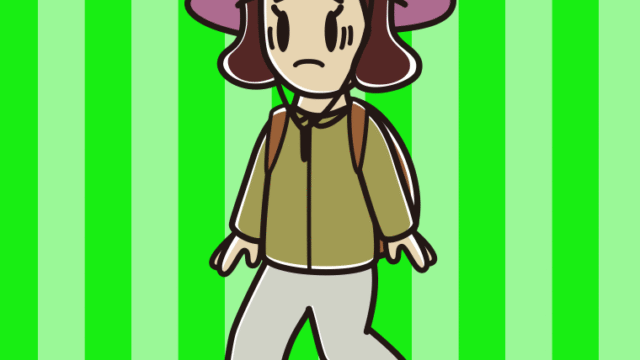 ハイキング中に困る女子高校生のイラスト【色、背景あり】PNG