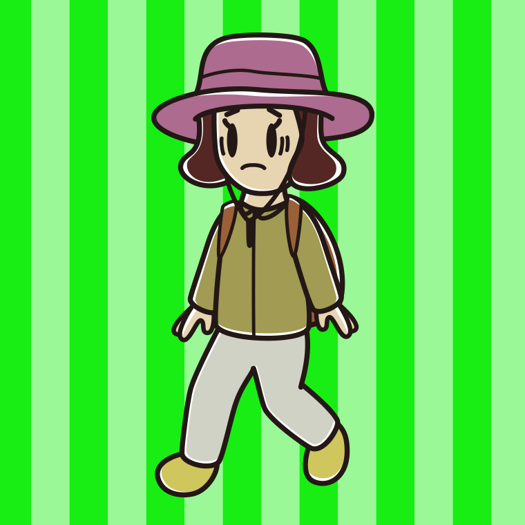 ハイキング中に困る女子高校生のイラスト【色、背景あり】PNG