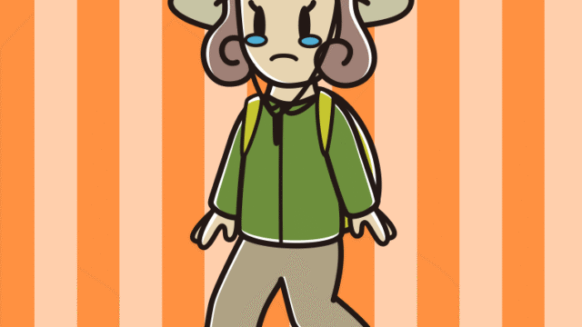 ハイキング中に泣く女子大学生のイラスト【色、背景あり】PNG