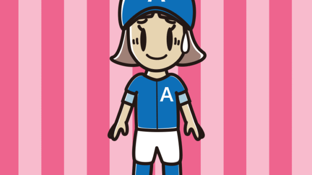 苦笑いする野球のユニフォーム姿の小学生女子のイラスト【色、背景あり】PNG