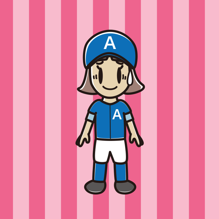 苦笑いする野球のユニフォーム姿の小学生女子のイラスト【色、背景あり】PNG