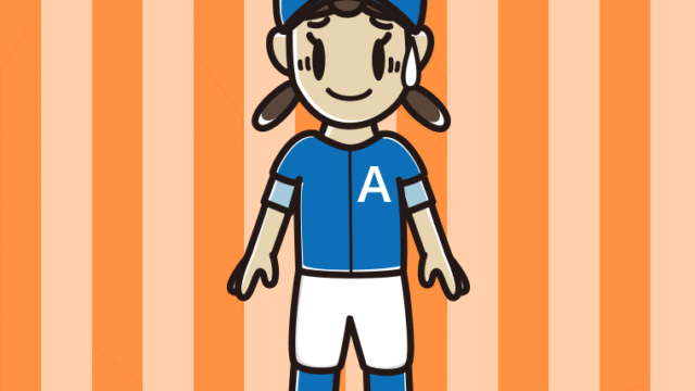 苦笑いする野球のユニフォーム姿の女子中学生のイラスト【色、背景あり】PNG