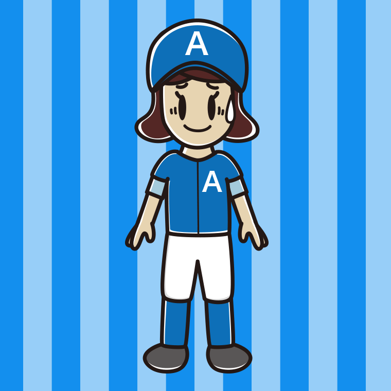 苦笑いする野球のユニフォーム姿の女子高校生のイラスト【色、背景あり】PNG