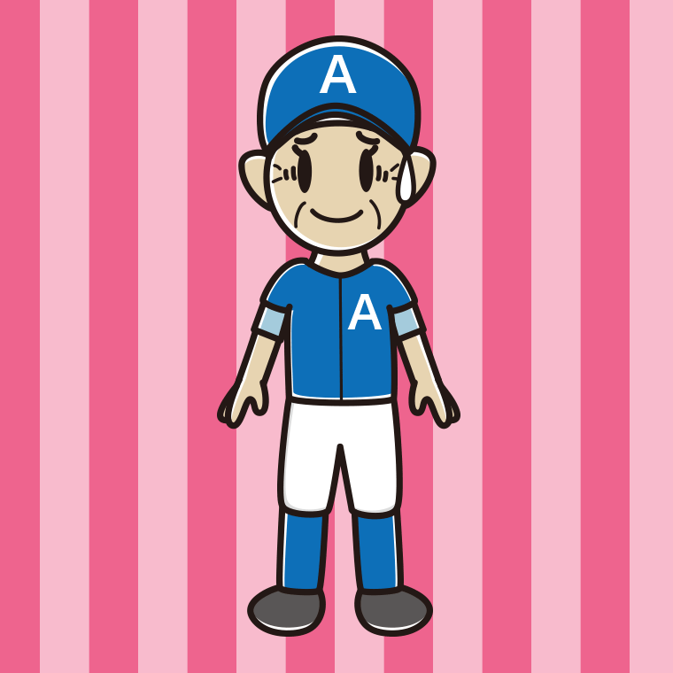 苦笑いする野球のユニフォーム姿のおばあさんのイラスト【色、背景あり】PNG