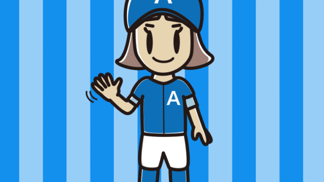 手を振る野球のユニフォーム姿の小学生女子のイラスト【色、背景あり】PNG