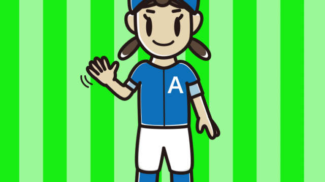 手を振る野球のユニフォーム姿の女子中学生のイラスト【色、背景あり】PNG